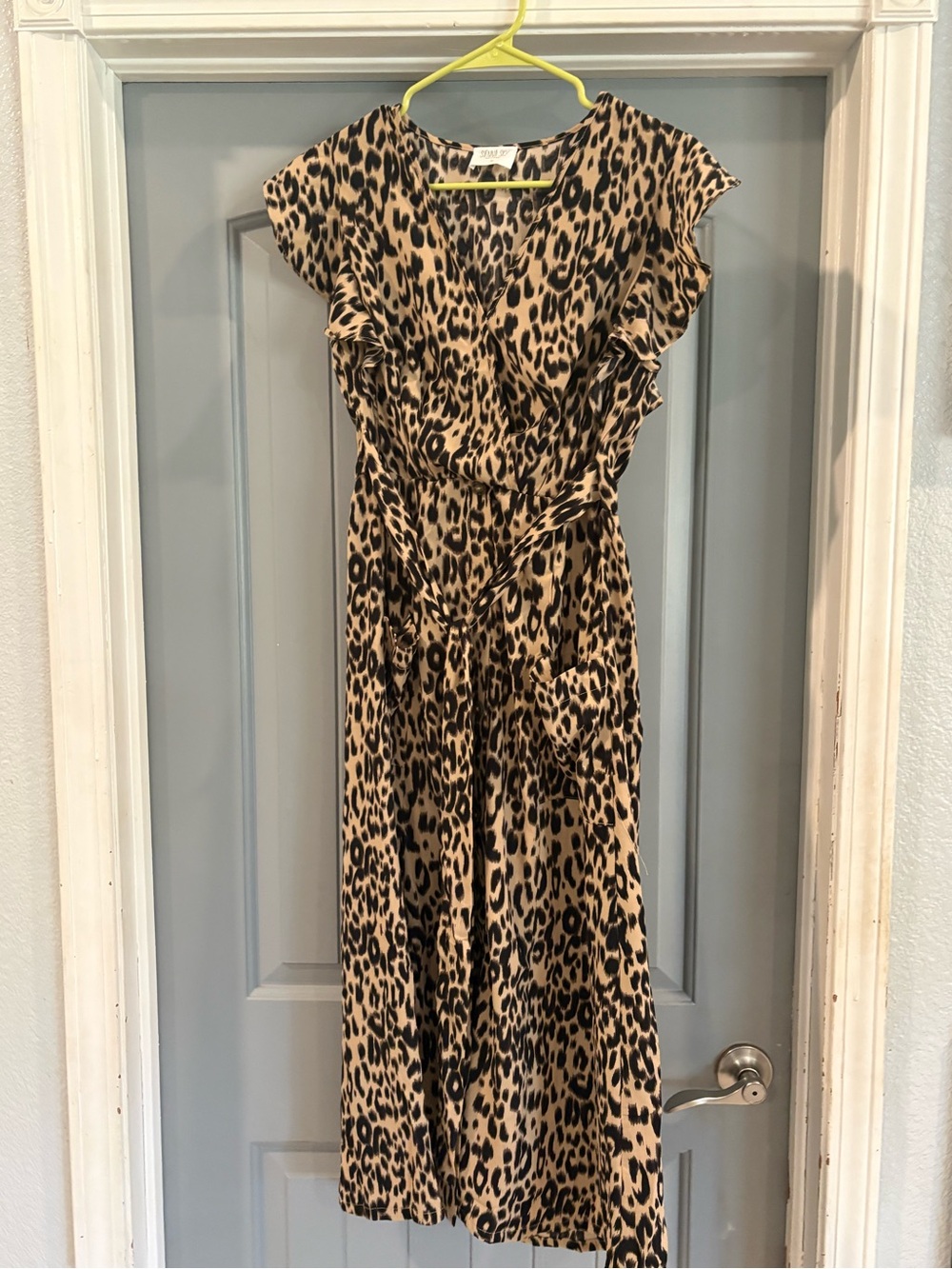 Sienna Sky Leopard Print Midi Dress in Tan and Black